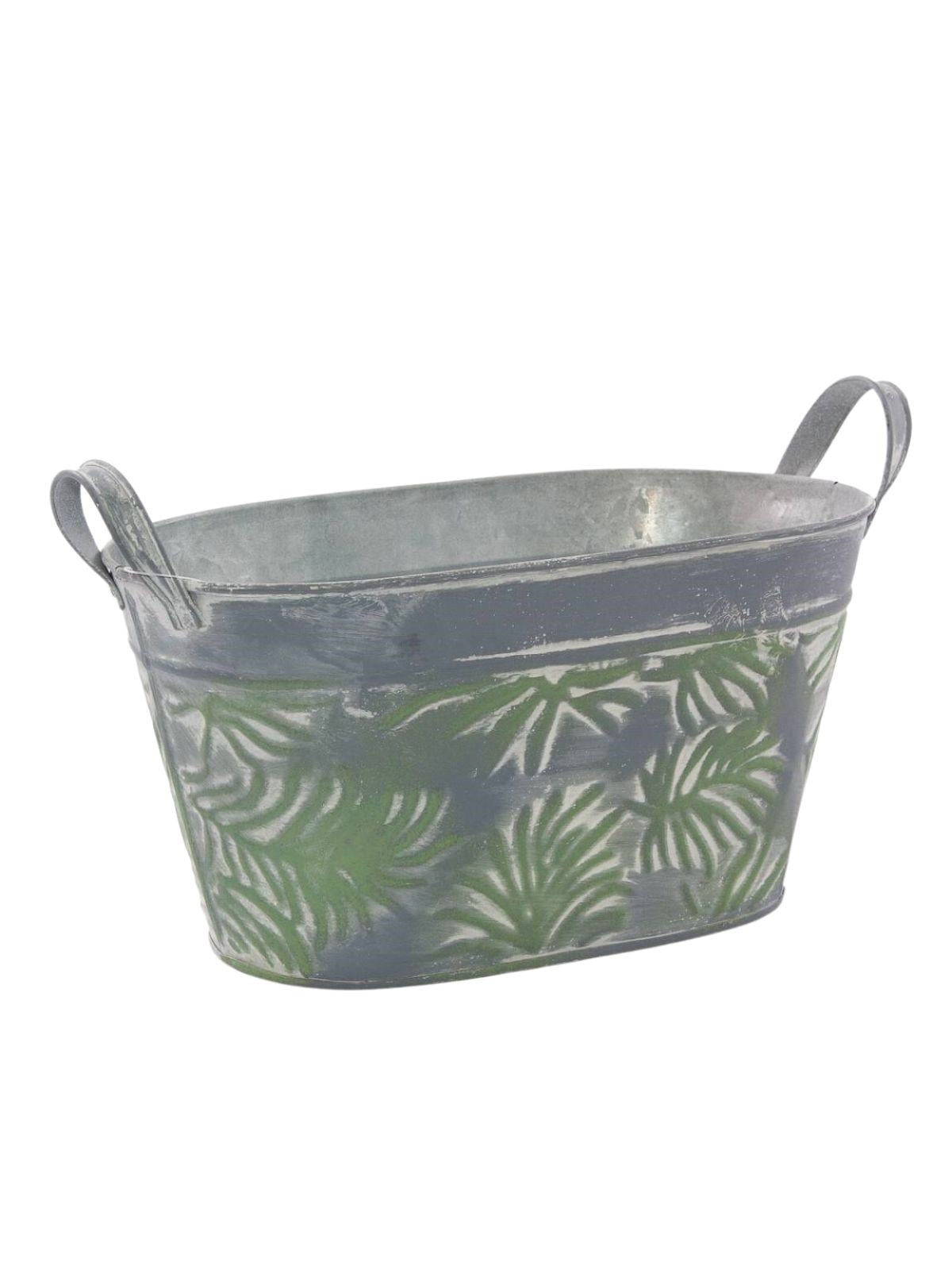 Vaschetta ovale in latta foglie, 5x15h13 cm (kit da 5)