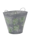 Vaschetta ovale in latta foglie, 15x15h16 cm (kit da 5)