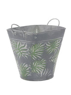 Vaschetta ovale in latta foglie, 15x15h16 cm (kit da 5)