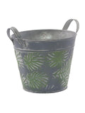 Vaschetta rotonda in latta foglie, Ø17H17,5 cm (kit da 5)