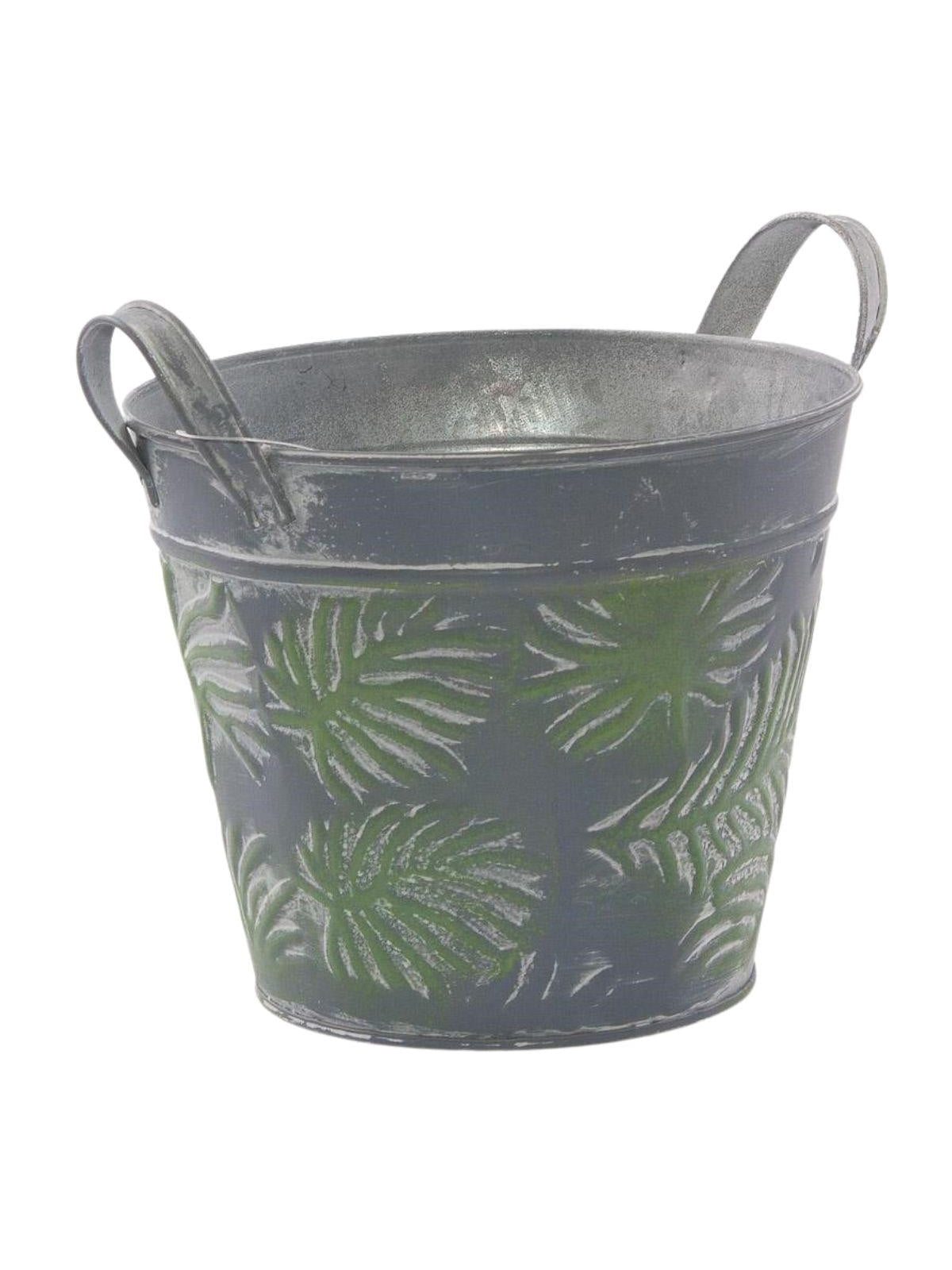 Vaschetta rotonda in latta foglie, Ø17H17,5 cm (kit da 5)