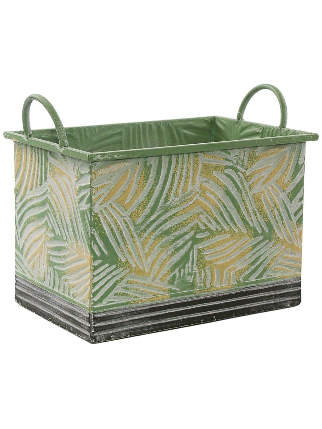 Vaschetta rettangolare in latta foglie, 30X20H20 cm (kit da 3)