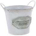 Portavaso in latta bianco e grigio con scritta Home, Ø12H10,5 cm (kit da 10)