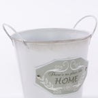 Portavaso in latta bianco e grigio con scritta Home, Ø12H10,5 cm (kit da 10)