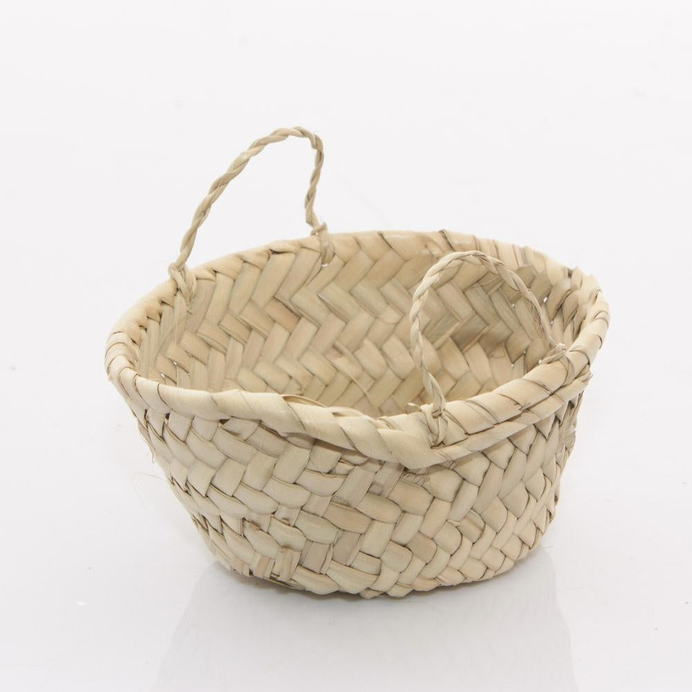 Borsina in foglia di palma con manici in sisal, Ø14H8 cm (kit da 10)