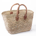 Borsa rettangolare in palma con manici in pelle, 48x20H30 cm