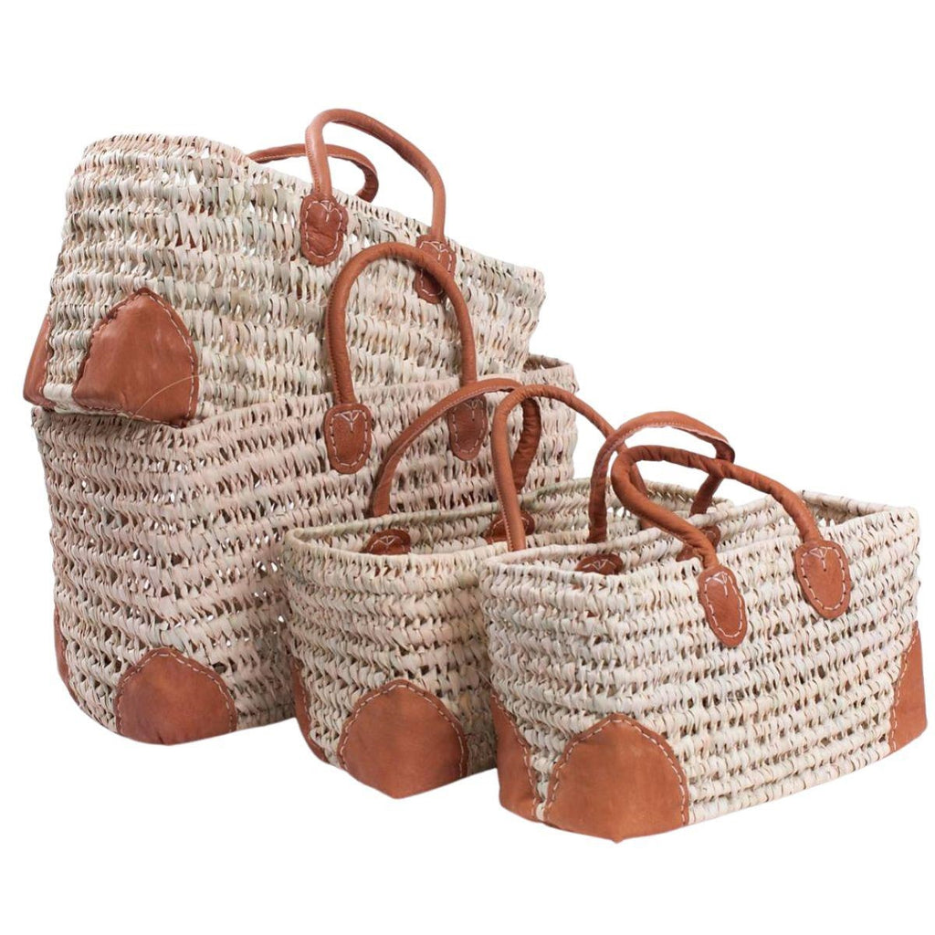 Borsa in palma traforata, 50x25H33 cm, set di 4