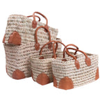 Borsa in palma traforata, 50x25H33 cm, set di 4