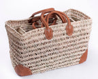 Borsa in palma traforata, 50x25H33 cm, set di 4
