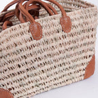 Borsa in palma traforata, 50x25H33 cm, set di 4