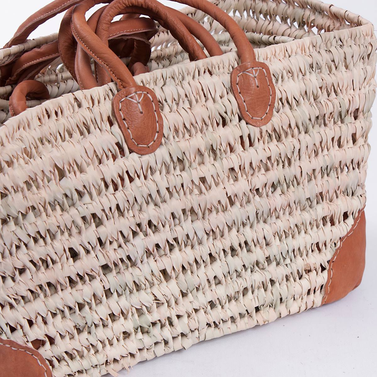 Borsa in palma traforata, 50x25H33 cm, set di 4