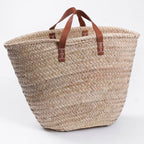 Borsa in palma con manici in cuoio, 59x29 cm