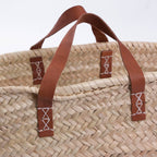 Borsa in palma con manici in cuoio, 59x29 cm