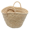 Cestino svuotatasche in palma con manici in sisal, Ø16H9 cm (kit da 5)