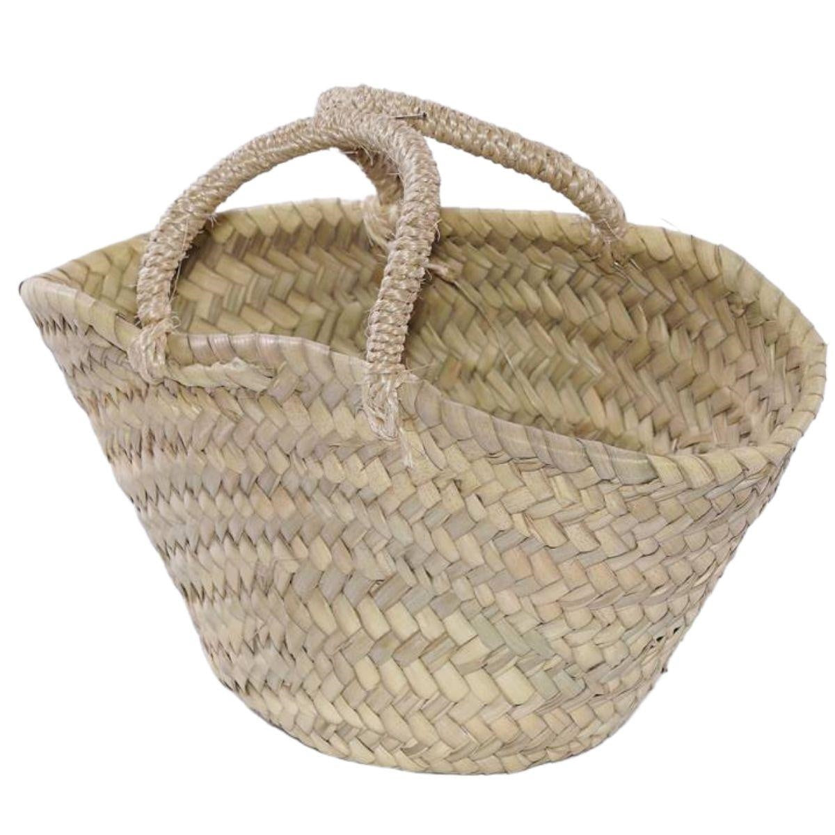 Borsa in palma con manici in sisal, Ø20H12 cm (kit da 5)