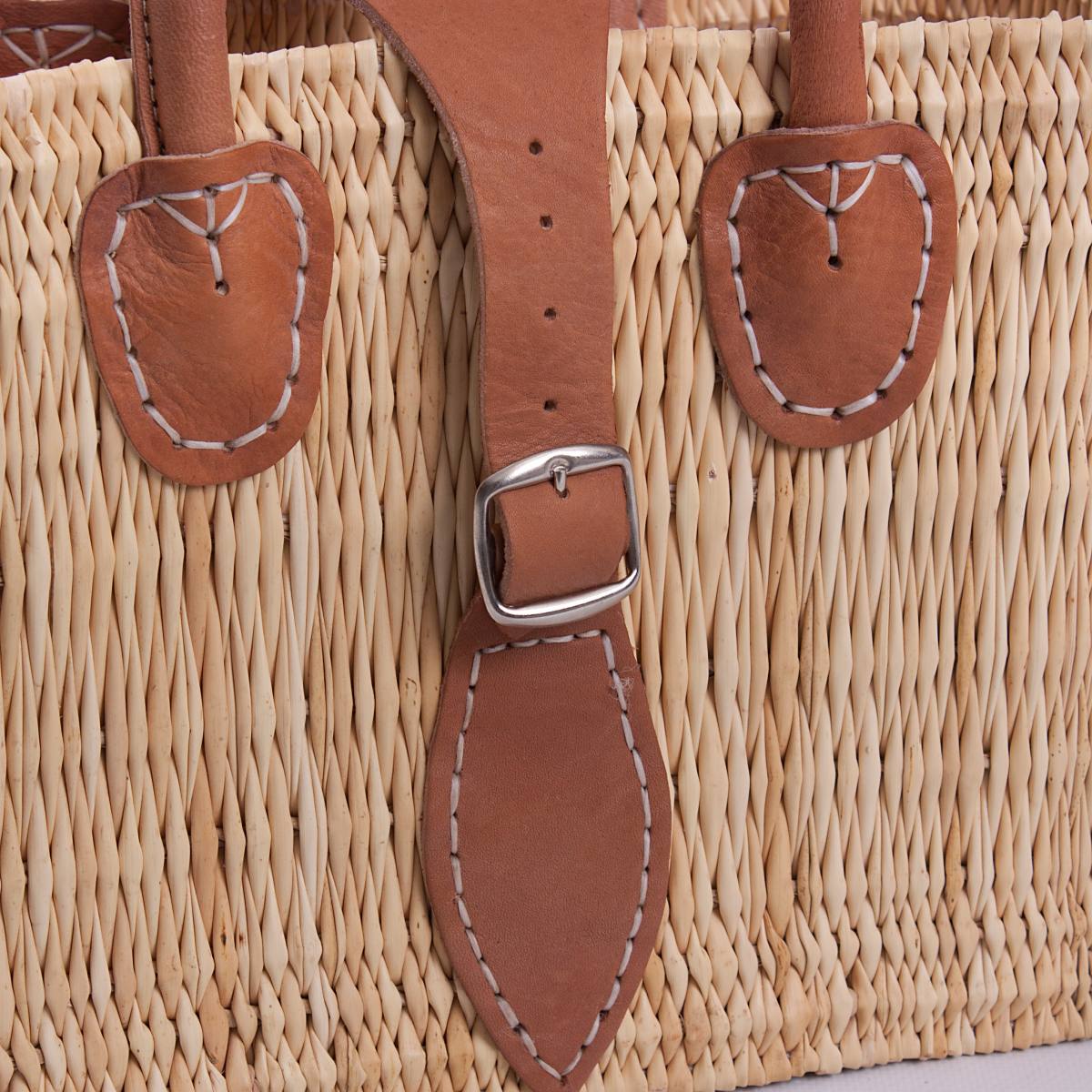 Borsa rettangolare in fibra di palma, 33x12H23 cm