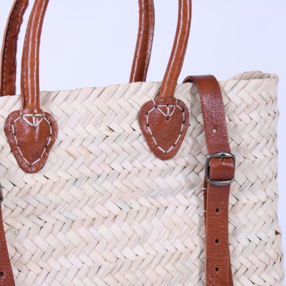 Borsa zaino in palma con manici in ecopelle, 31x13H38 cm