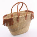 Borsa in palma con bordo a frange, 55x35H35 cm