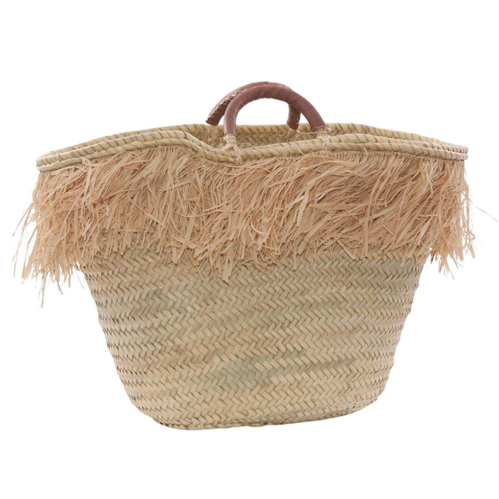 Borsa in foglia di palma con frange, 55x28x27 cm