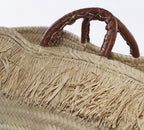 Borsa in foglia di palma con frange, 55x28x27 cm