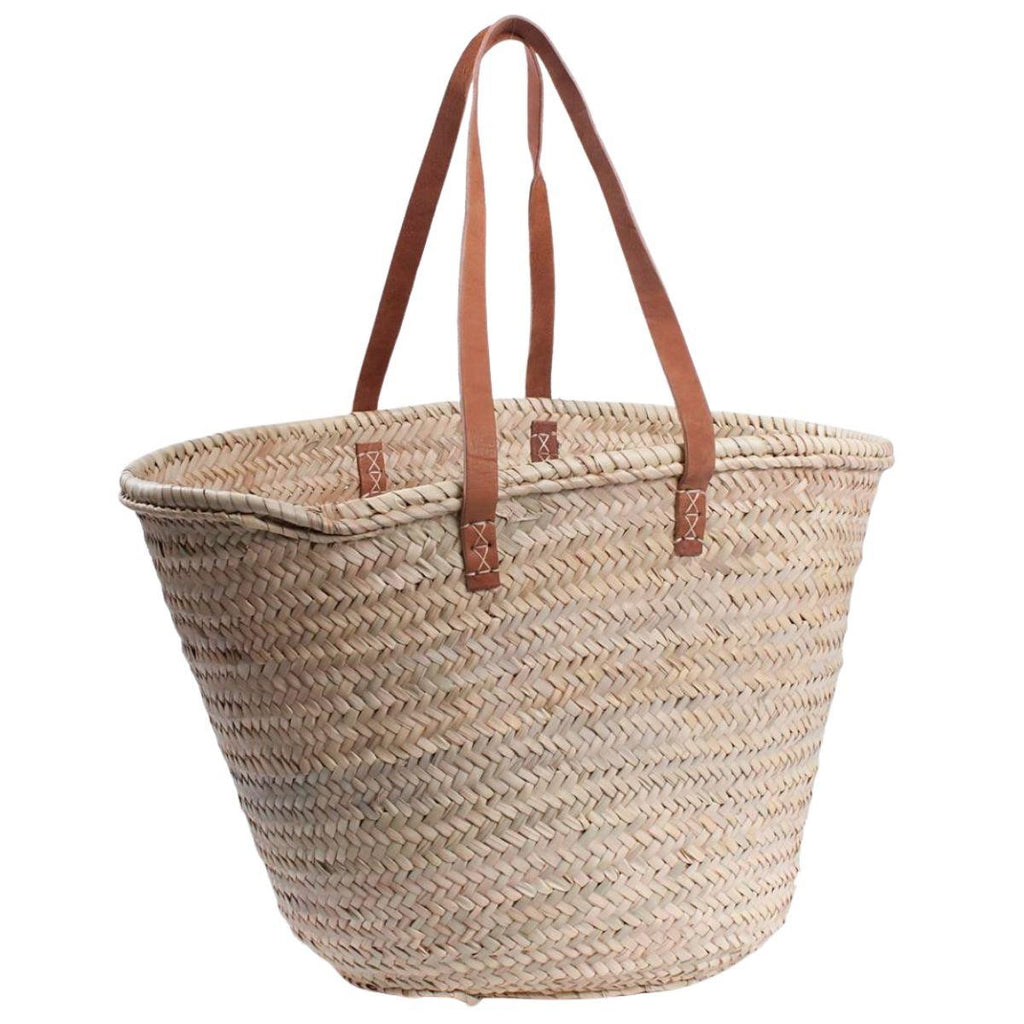 Borsa ovale in palma con manici lunghi in cuoio, 55x33x35 cm