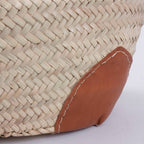Borsa in palma con quattro manici in cuoio, 51x28H27 cm