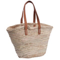 Borsa in palma con manici in ecopelle, 48x25x29 cm