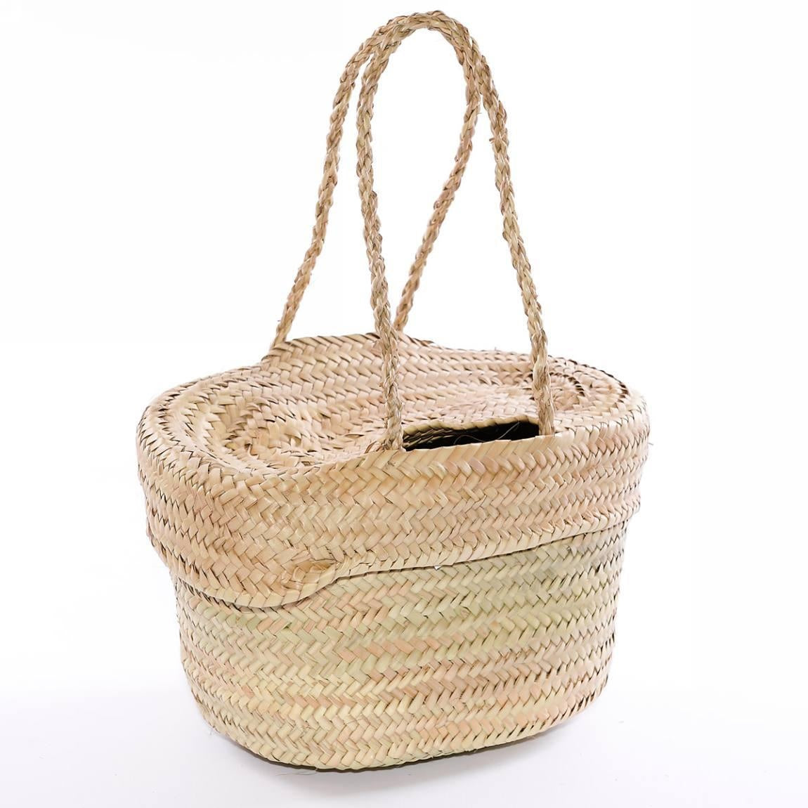 Secchiello in palma con coperchio, Ø30H28 cm