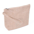 Pochette in juta rosa naturale con zip e laccetto, 24x18 cm