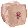 Borsina esagonale in juta naturale con logo, 14x16H12 cm (kit da 10)