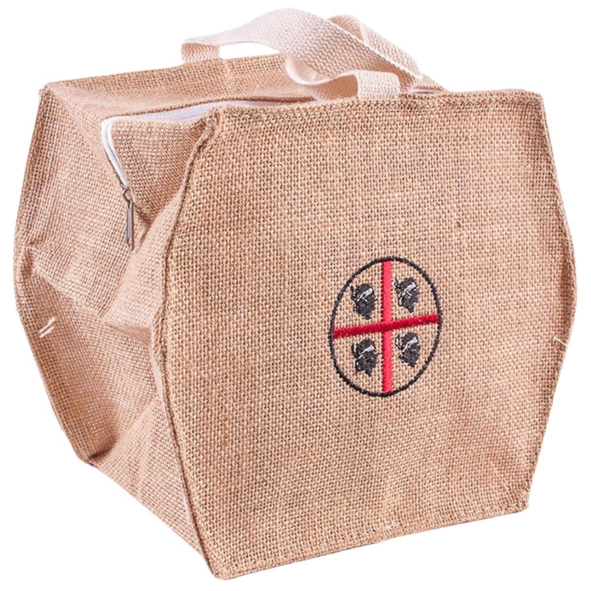 Borsina esagonale in juta naturale con logo, 14x16H12 cm (kit da 10)