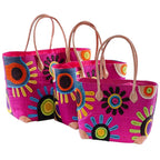 Borsa in rafia colorata, set di 3, 46x23H31 cm