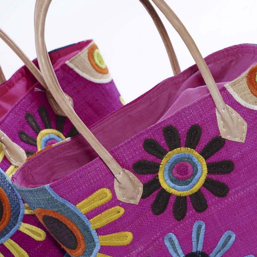 Borsa in rafia colorata, set di 3, 46x23H31 cm