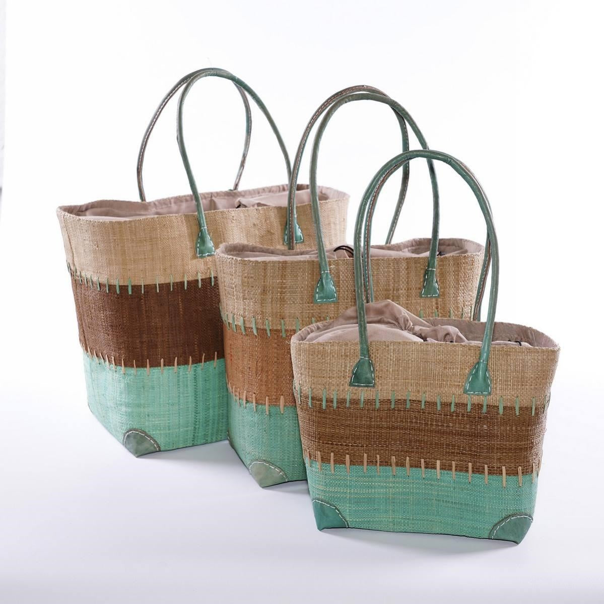 Borsa in rafia colorata, 30x22x34 cm