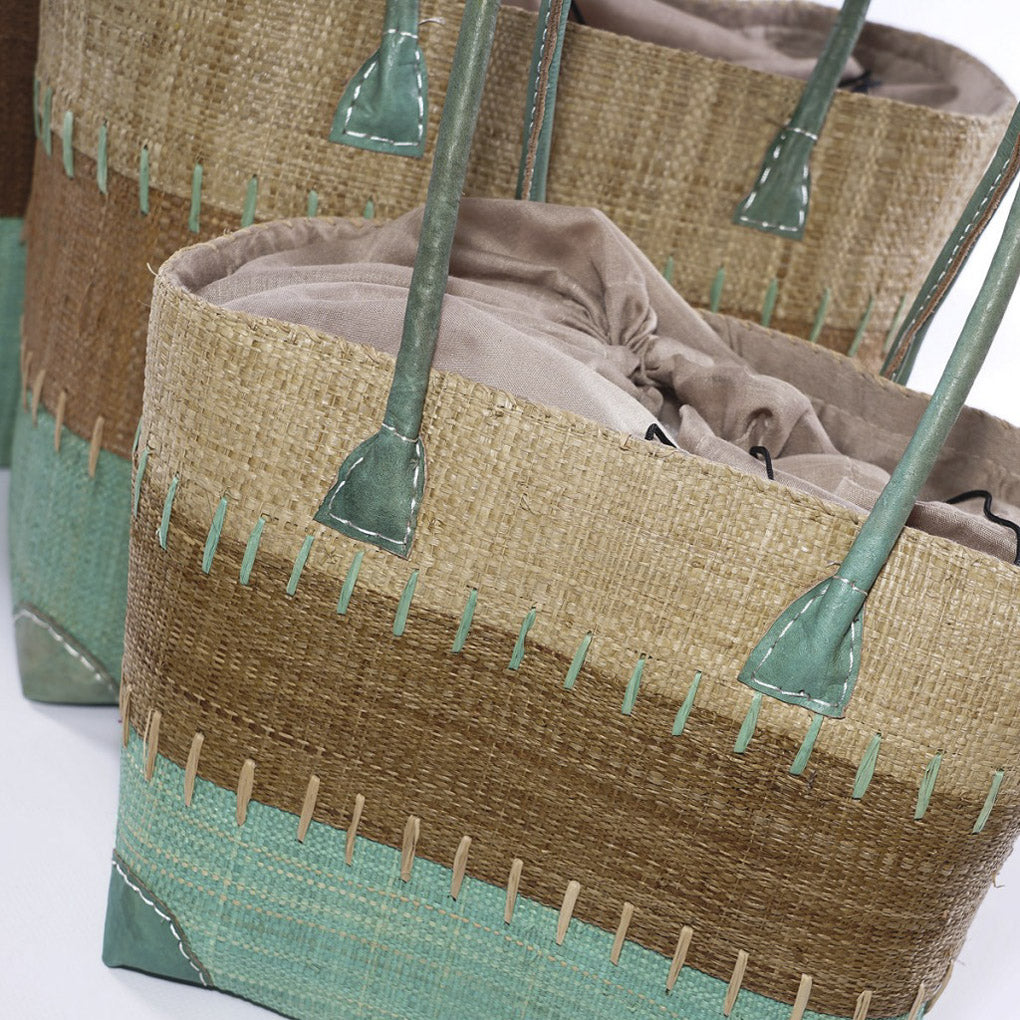 Borsa in rafia colorata, 30x22x34 cm