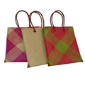 Borsa in rafia e fibre naturali con manici in cuoio, 38x7H42 cm