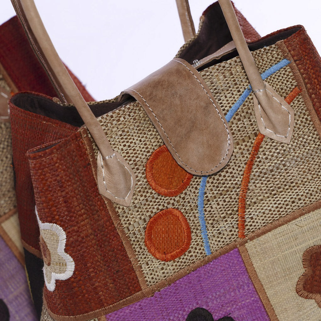 Borse in rafia colorata, set di 2, 30x22x24 cm