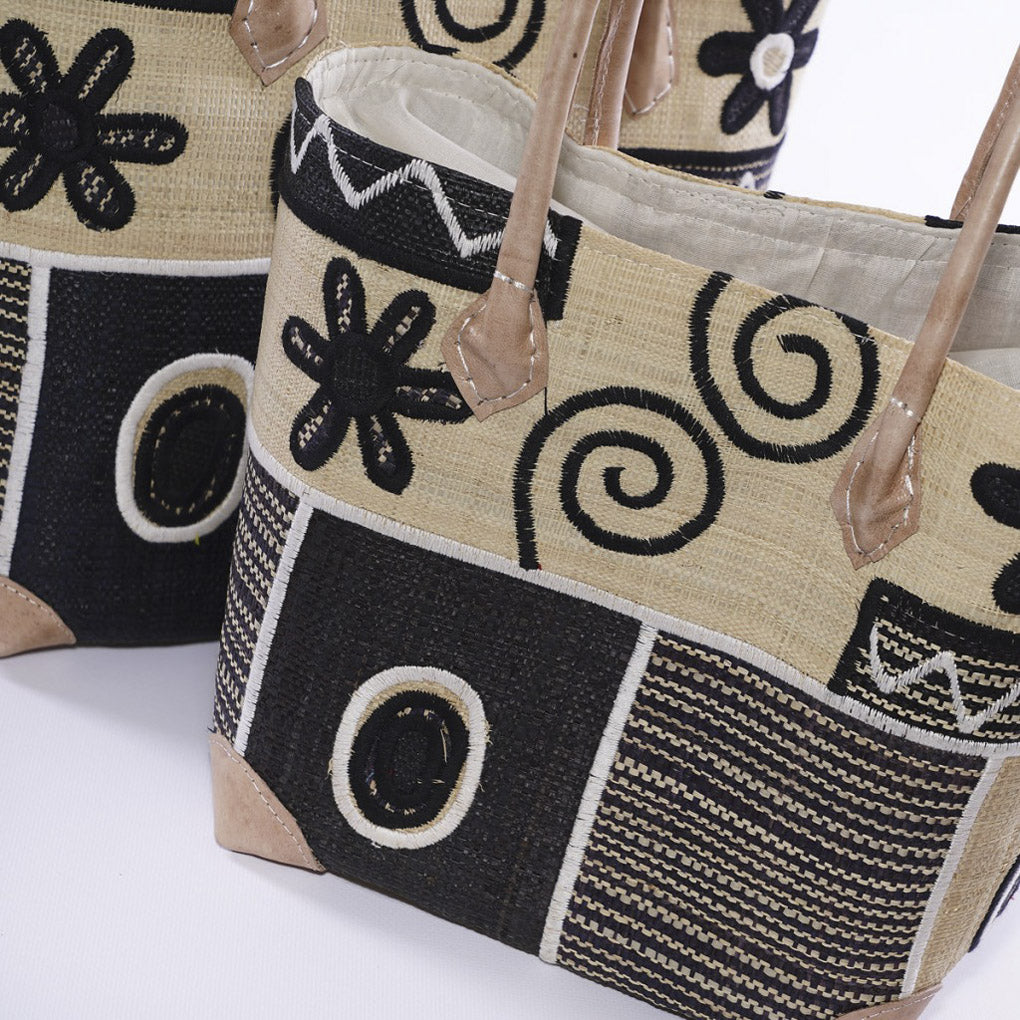 Borse in rafia colorata, set di 3, 30x22x34 cm