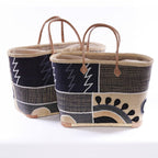 Borsa in rafia colorata, 37x27H30 cm, set da 2