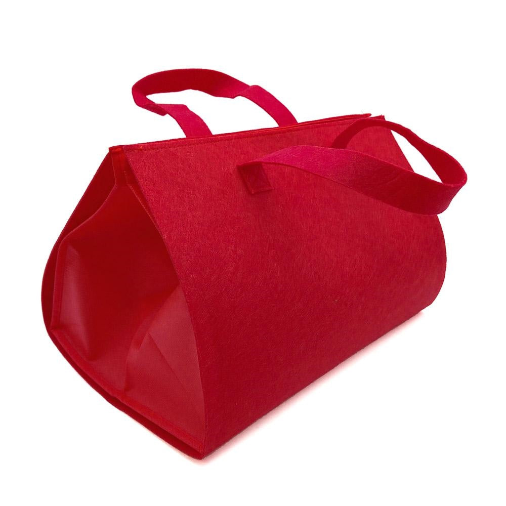 Borsa a soffietto in panno rosso, 36x32H25 cm (kit da 5)