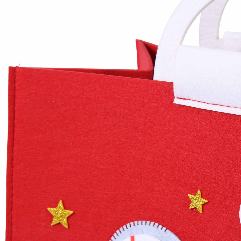Borsa in panno rosso con cavallino e scritta Merry Christmas, 34x20x26 cm