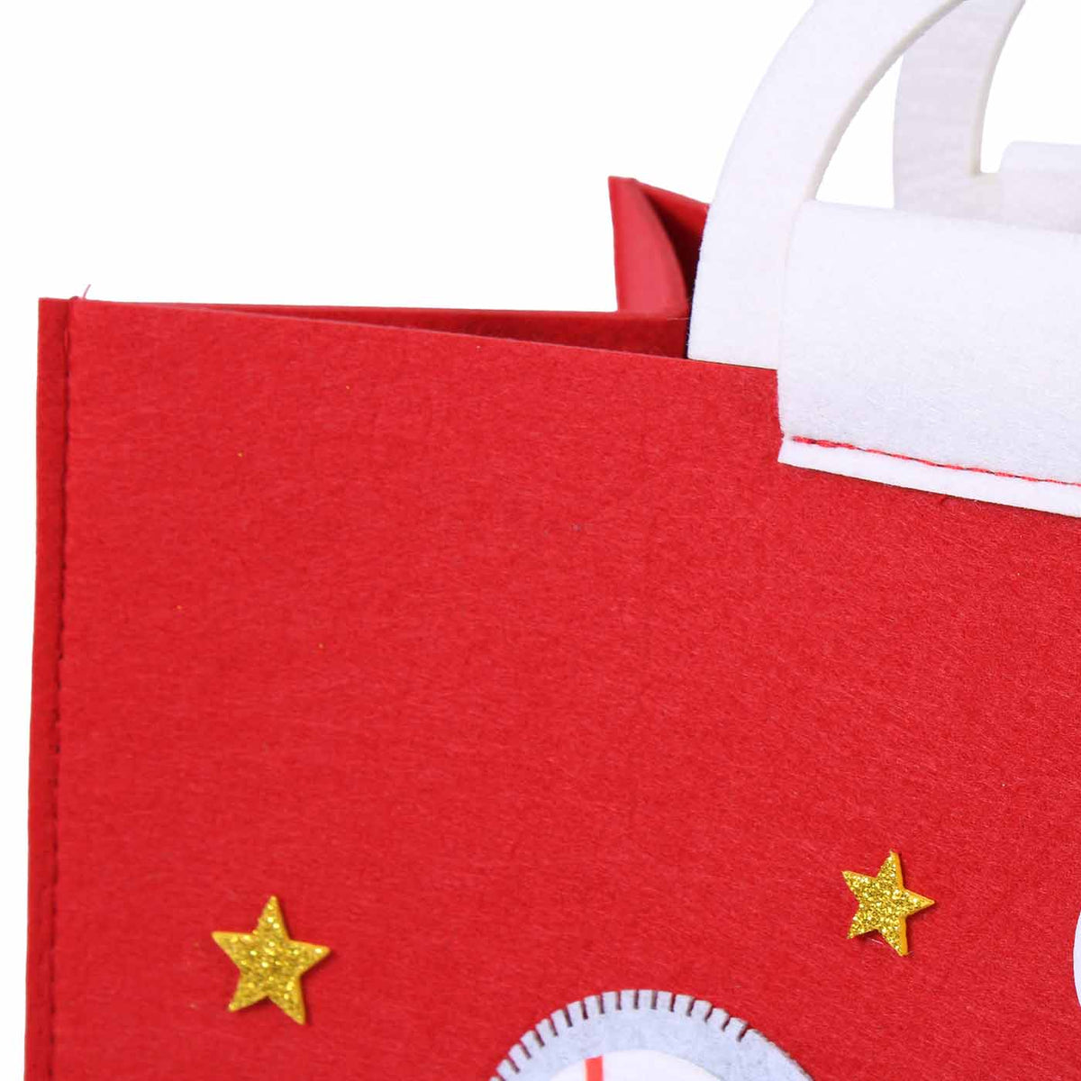 Borsa in panno rosso con cavallino e scritta Merry Christmas, 34x20x26 cm