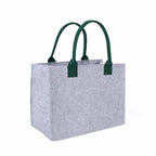 Borsa in feltro grigio a rombi verdi, 34x20x26 cm