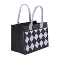 Borsa in feltro nero a rombi grigi, 34x20x26 cm