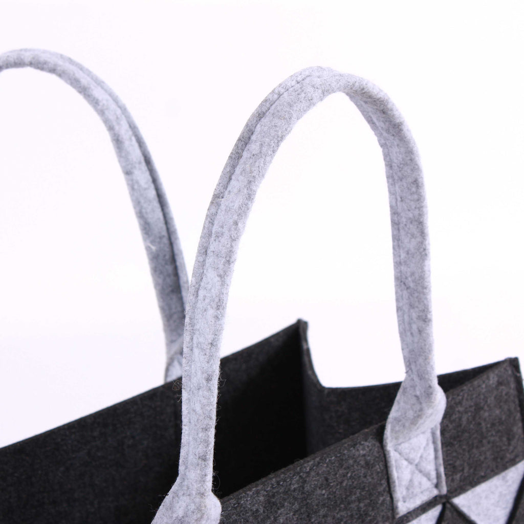 Borsa in feltro nero a rombi grigi, 34x20x26 cm