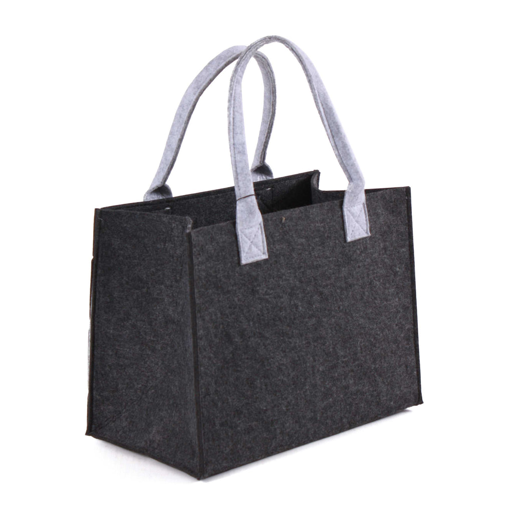 Borsa in feltro nero a rombi grigi, 34x20x26 cm
