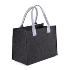Borsa in feltro nero a rombi grigi, 34x20x26 cm