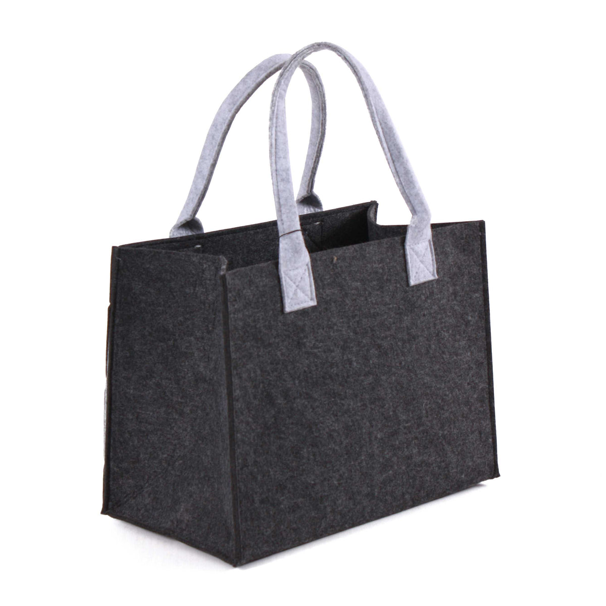 Borsa in feltro nero a rombi grigi, 34x20x26 cm