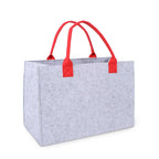 Borsa in feltro grigio a rombi rossi, 42x22x28 cm