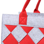 Borsa in feltro grigio a rombi rossi, 42x22x28 cm